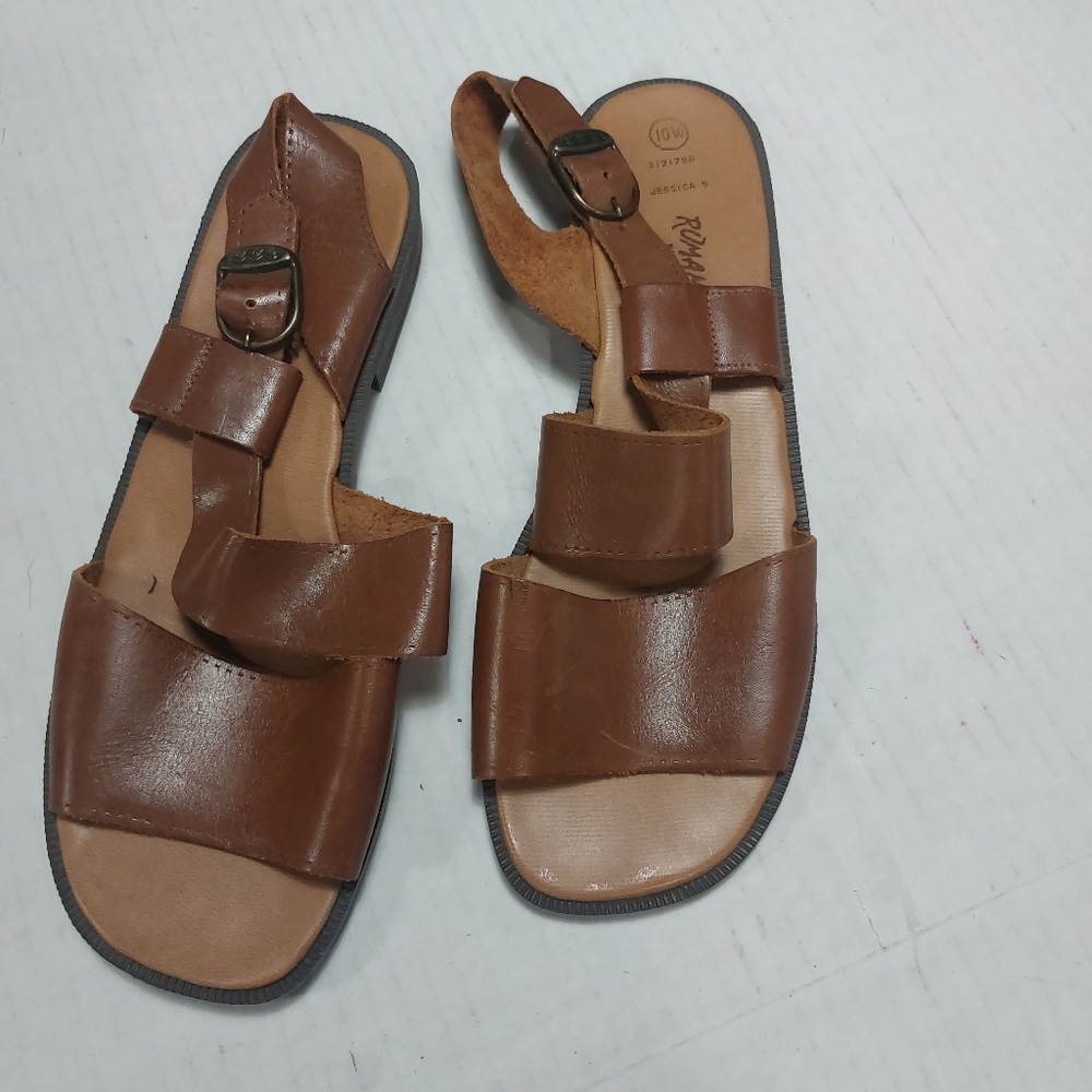 Romano Jessica 5 Brown Genuine Leather Sandals Size 10W